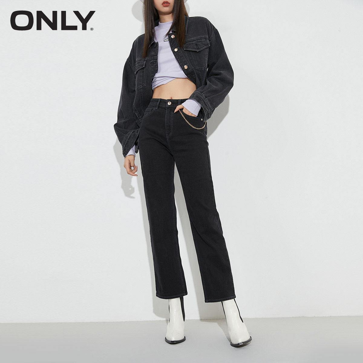 only2021秋季黑科技锌元素牛仔裤 ONLYoutlets店牛仔裤