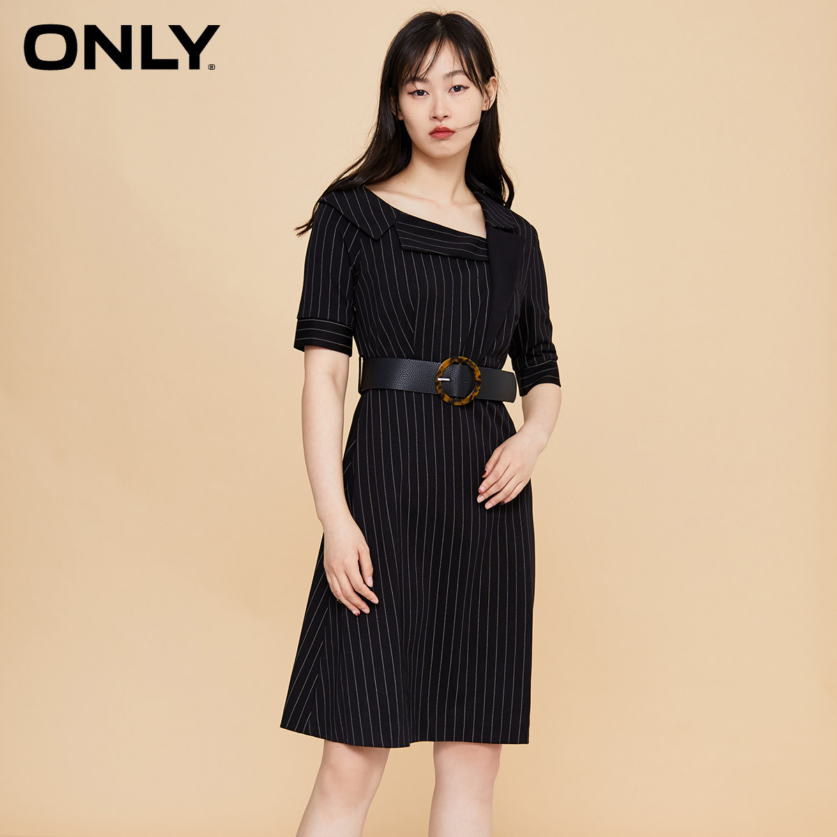 only奥莱冬季新款条纹简约连衣裙 ONLYoutlets店连衣裙