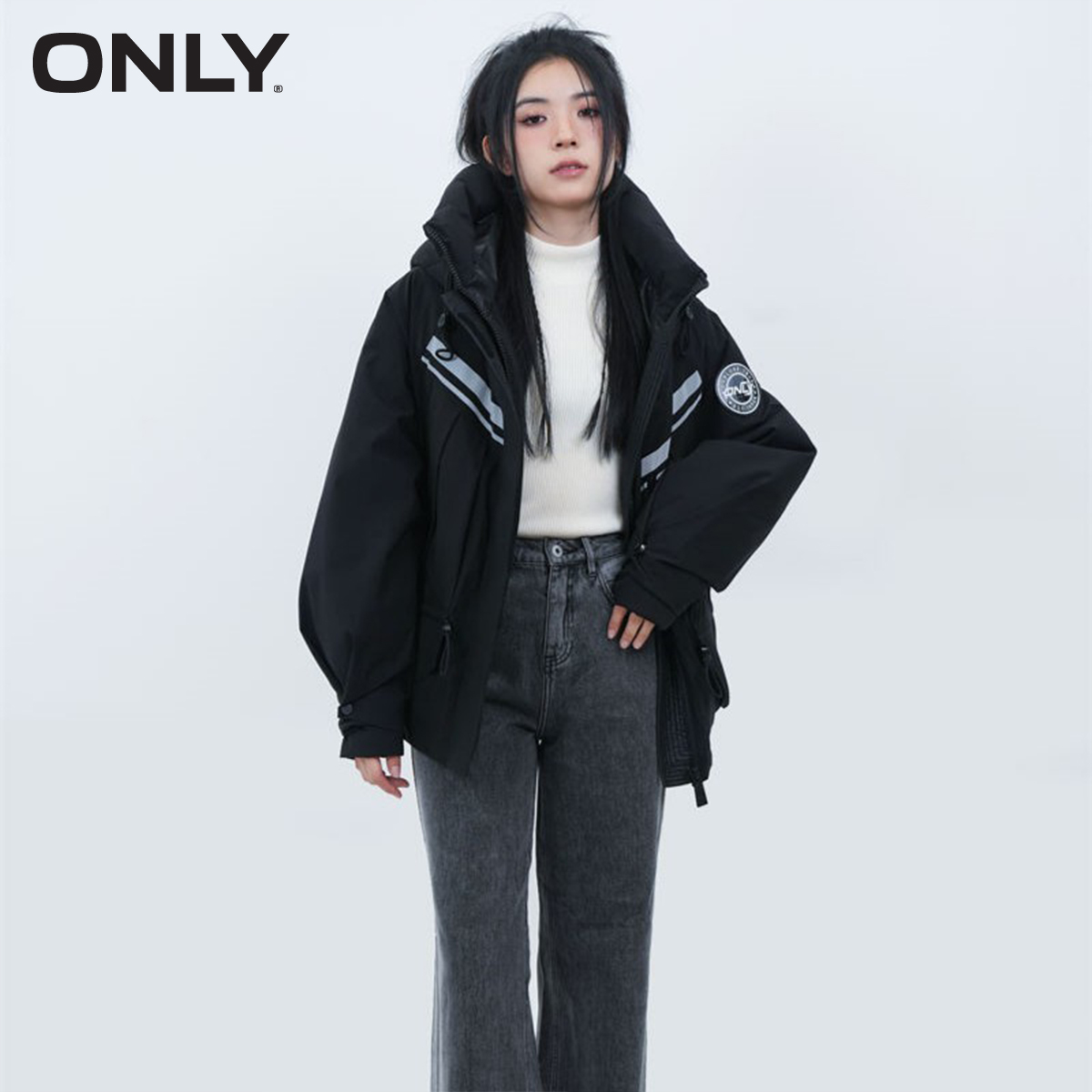 ONLY奥莱新款时尚90白鸭绒短款宽松潮流羽绒服女