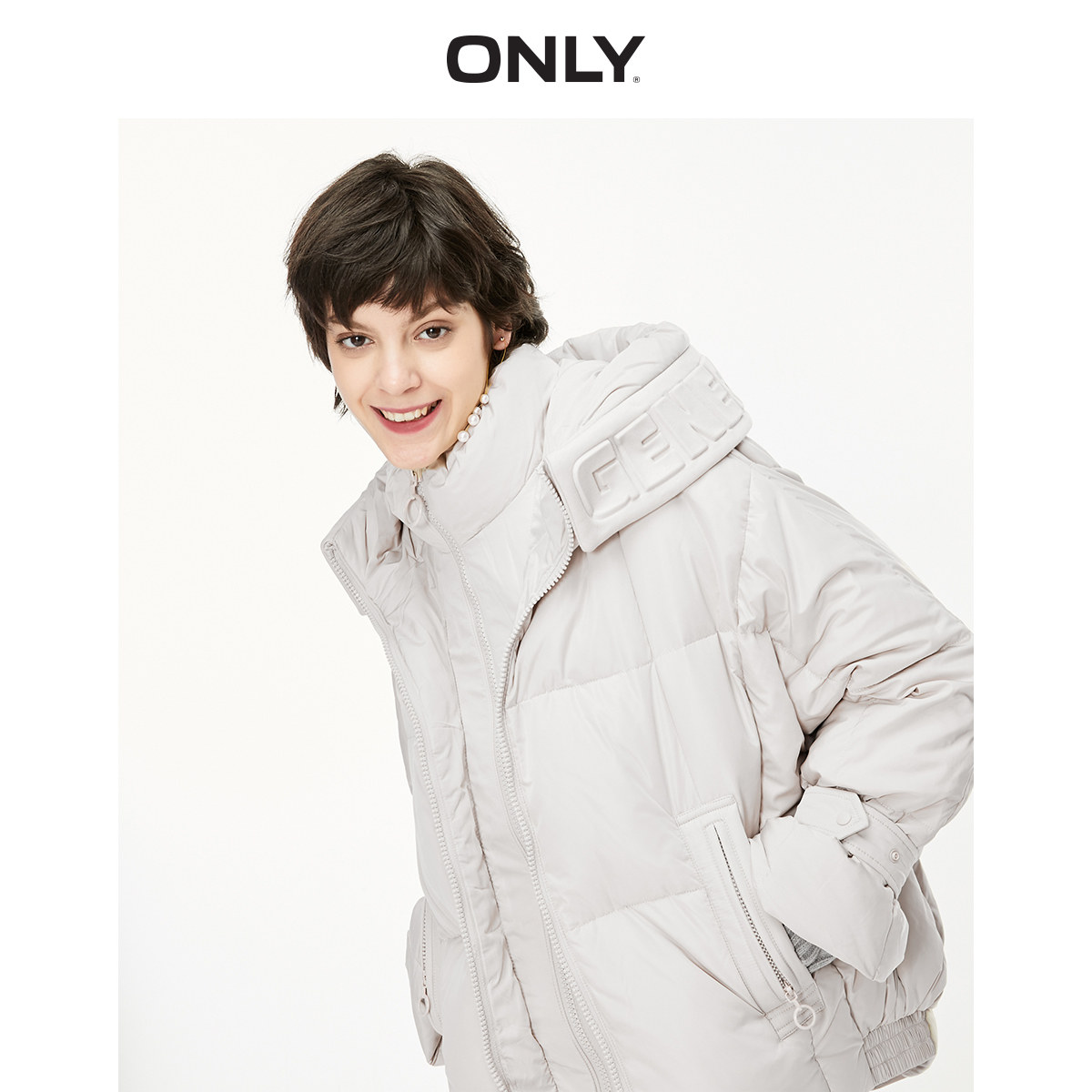 only奥莱秋季新款潮立体字母羽绒服 ONLYoutlets店羽绒服