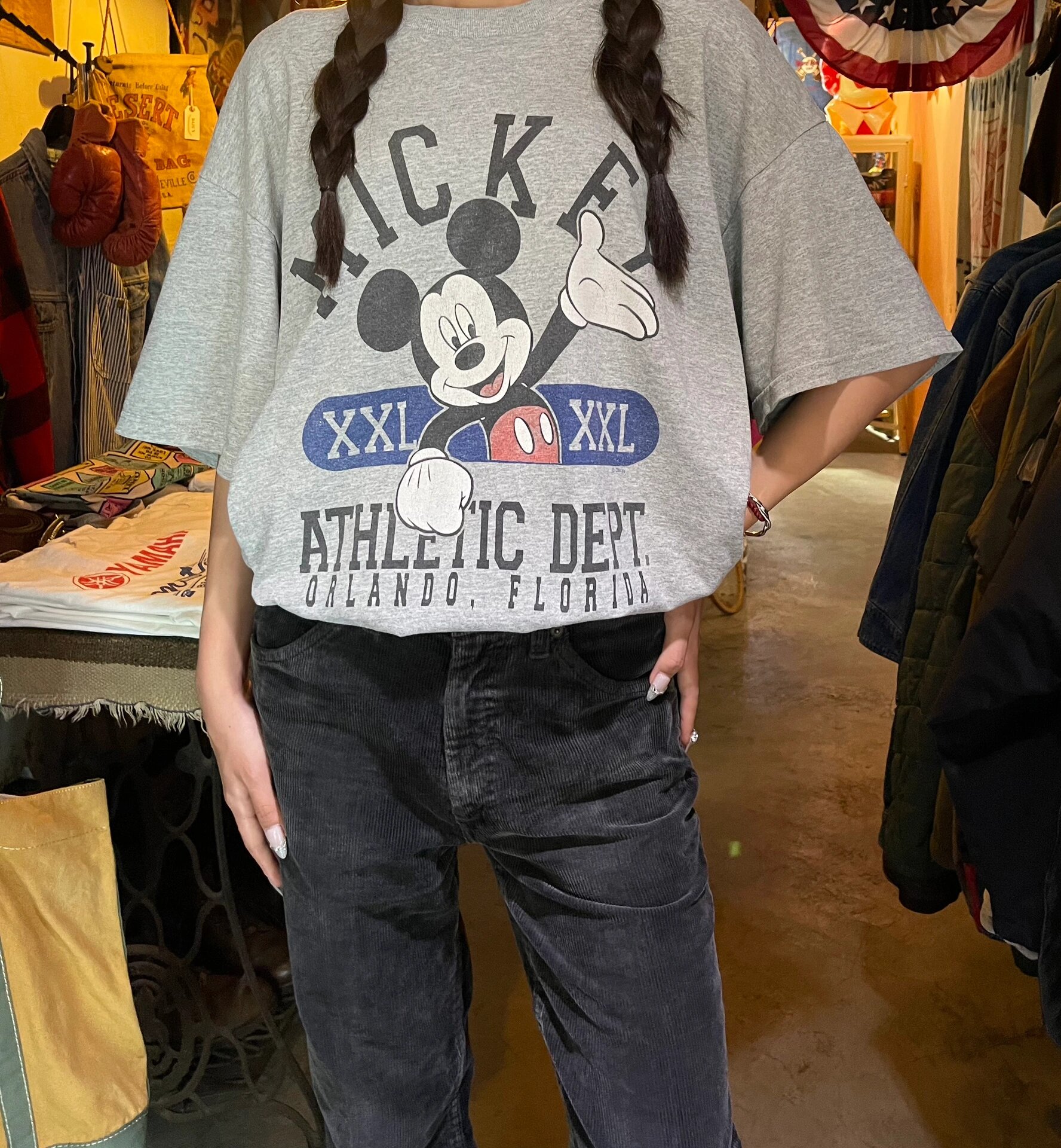 Mickey米奇卡通动漫复古做旧短袖休闲宽松男女情侣纯棉流行T恤Tee