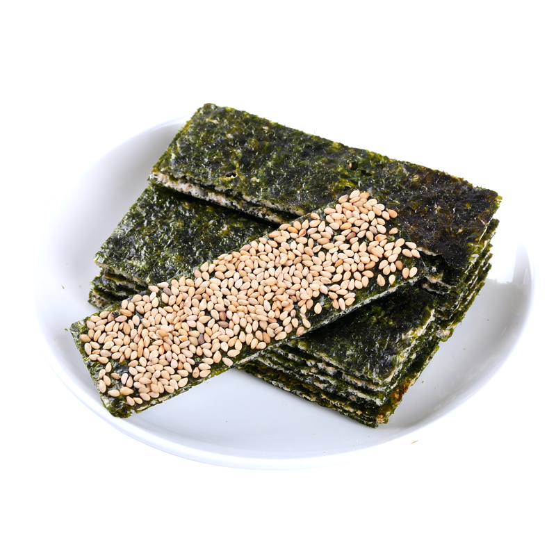 缤川果旗舰店芝麻夹心海苔大片即食海苔夹心脆片儿童孕妇零食袋装大包装整箱3
