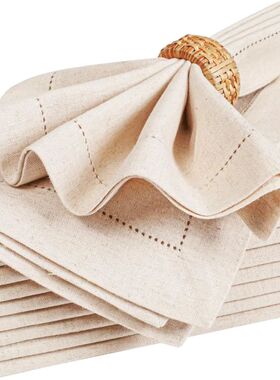 Set of 6 Hemstitched Linen Napkins Chistmas Cloth Napkins Na