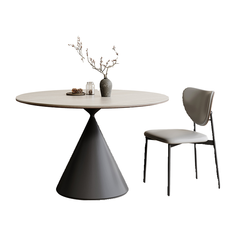 洞石岩板圆桌中古风华尔兹圆形岩板餐桌椅简约小户型家用餐厅桌子,淘宝优惠券,粉丝福利购,淘宝优惠卷
