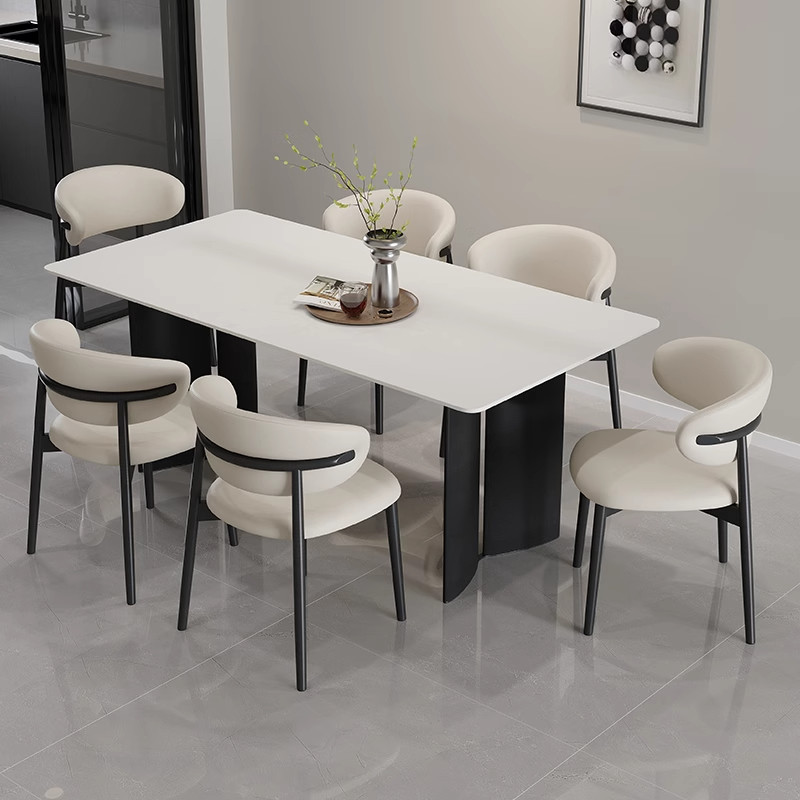 德利丰纯白岩板餐桌意式轻奢家用小户型餐厅桌子长方形餐桌椅组合,淘宝优惠券,粉丝福利购,淘宝优惠卷