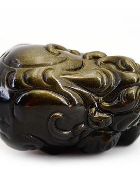 天然金曜石银黑曜石聚财貔貅一对玄关客厅装饰摆件乔迁送领导礼品