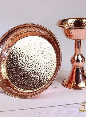 尼泊尔工艺红铜手工护发杯供水杯净水碗纯铜圣水杯供杯紫铜大小号