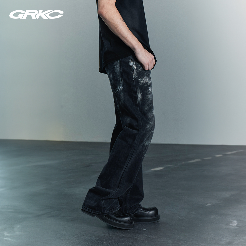 GRKC吉尔卡克擦银牛仔裤原创设计宽松显瘦直筒裤百搭休闲长裤男-图3