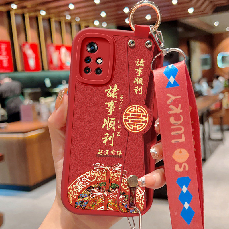 适用小米红米note11手机壳防摔Redmi硅胶软边note11pro斜挎腕带+镜头全包保护套Note11r中国风背带挂绳新年款,淘宝优惠券,粉丝福利购,淘宝优惠卷