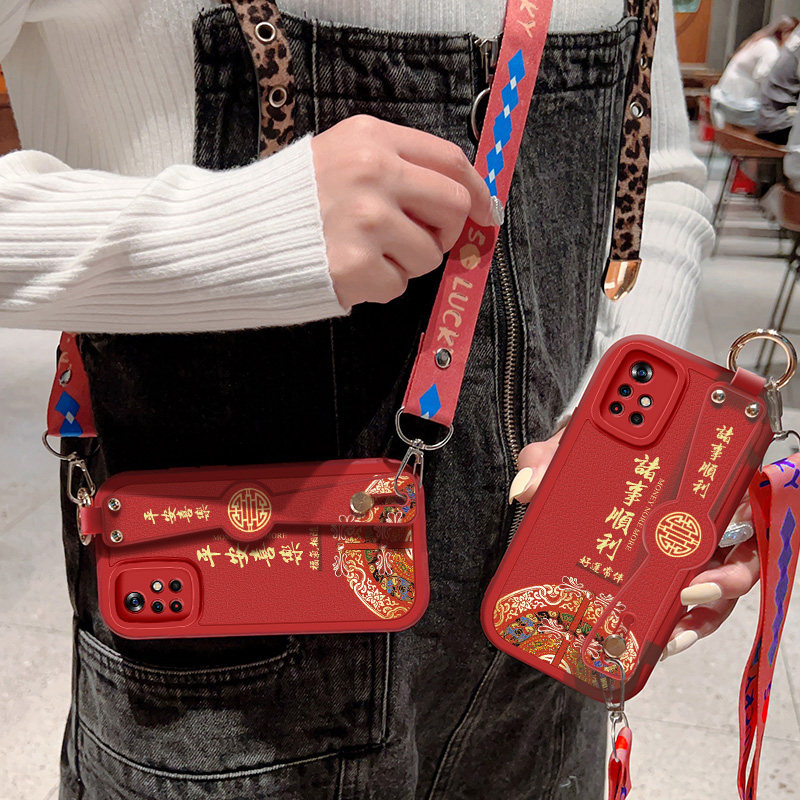 适用小米红米note11手机壳防摔Redmi硅胶软边note11pro斜挎腕带+镜头全包保护套Note11r中国风背带挂绳新年款,淘宝优惠券,粉丝福利购,淘宝优惠卷