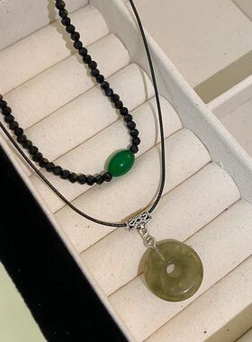 2 Pcs Vintage Peace Buckle Pendant Necklaces Natural Stone B
