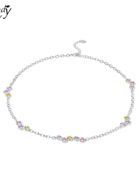 Sundyhoney五色花项链甜蜜水钻