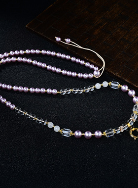 手工珍珠唐卡吊坠挂绳百搭调节