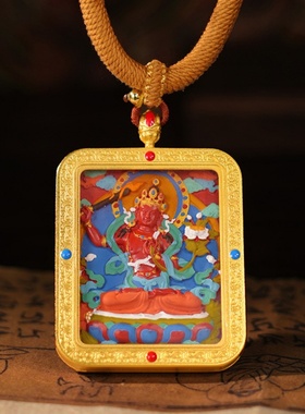 朱砂藏式手绘擦擦唐卡五爷黄财