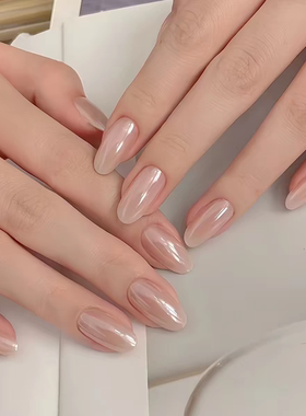 海莉同款手工美甲穿戴甲裸色新款