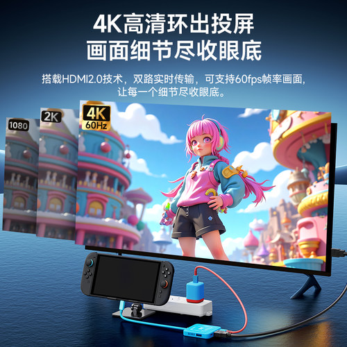 锦读Jemdo适用Switch2/ipad视频采集卡ns便携底座一线通Hdmi投屏线连接笔记本电脑直播转换器车机拓展坞配件 - 图3