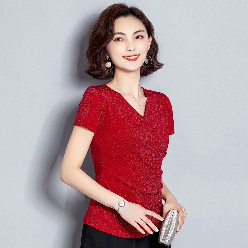 v领配阔腿裤2020年新款女夏雪纺衫 素手挽歌蕾丝衫/雪纺衫