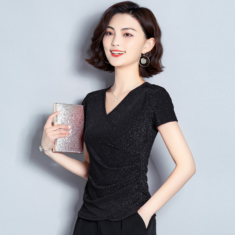 v领配阔腿裤2020年新款女夏雪纺衫 素手挽歌蕾丝衫/雪纺衫