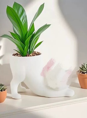 跨境可爱卡通动物猫咪笔筒花盆搪胶个性简约多肉猴尾柱仙人掌花盆