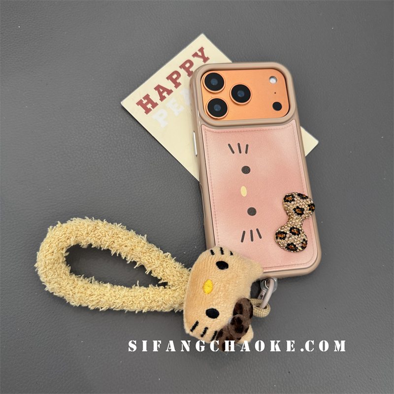 小猫皮质蝴蝶结立体适用iPhone17ProMax手机壳15/14/16Pro套16Pm壳15PM壳 - 图0