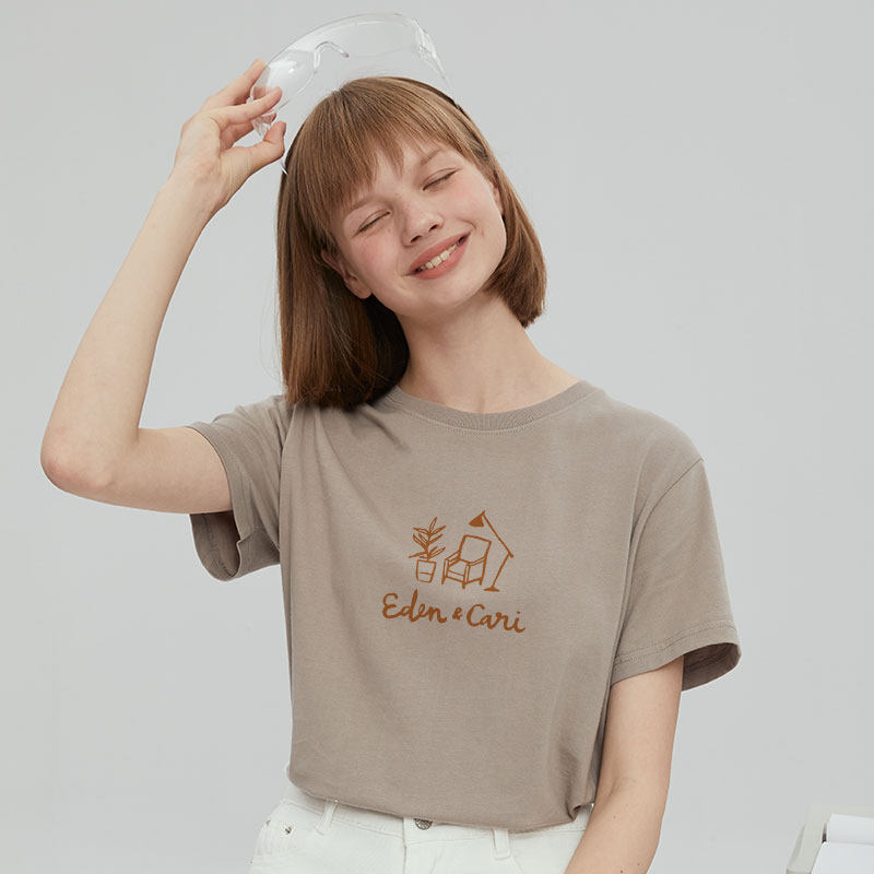 美式复古正肩t恤女小个子短袖2024年新款夏季纯棉姐妹闺蜜装半袖