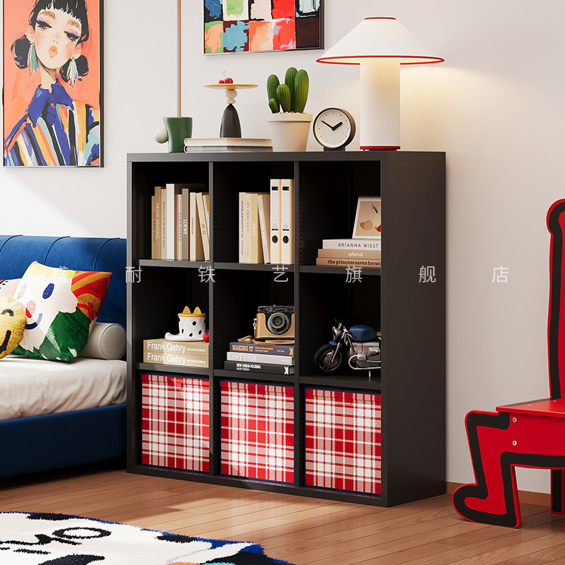 钢制床头格子书柜阳台多层落地置物架儿童绘本架卧室铁艺家用书架,淘宝优惠券,粉丝福利购,淘宝优惠卷