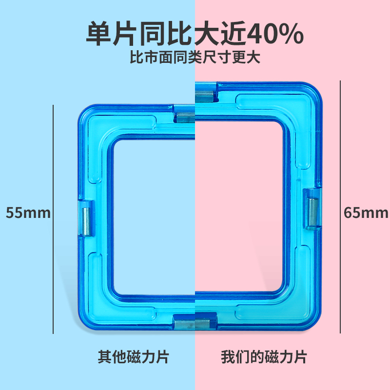 磁力片儿童纯吸铁石益智玩具积木 粉涩母婴建构/拼插积木