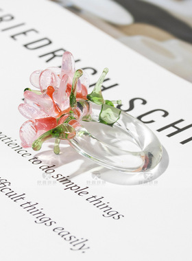 琉璃花戒指复古仙女风闺蜜纯手工淄博琉璃网红送礼潮流小众高级感