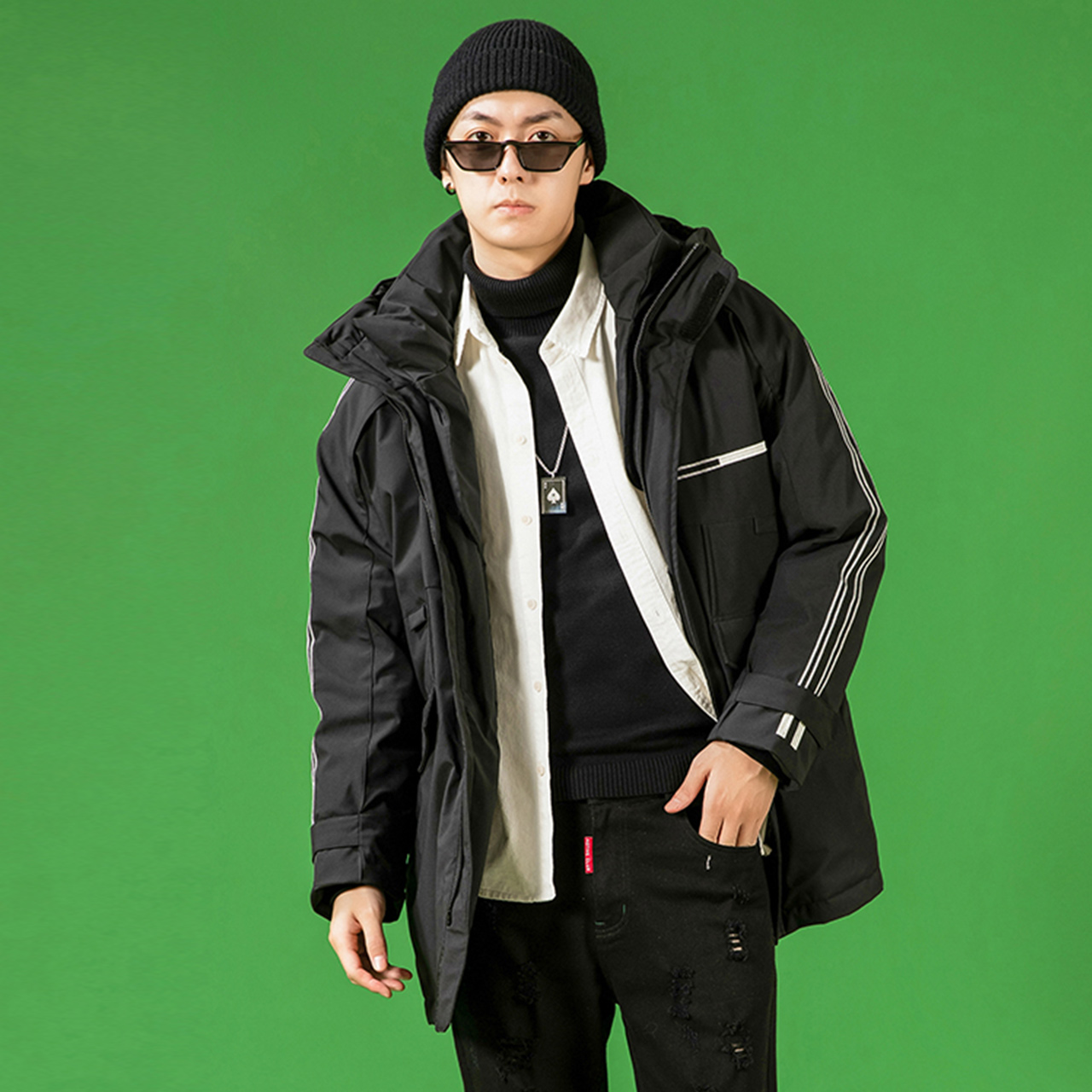 雪中飞 工装运动中长款男士羽绒服防风保暖时尚男外套 outlets 雪中飞 工装运动中长款男士羽绒服防风保暖时尚男外套 outlets