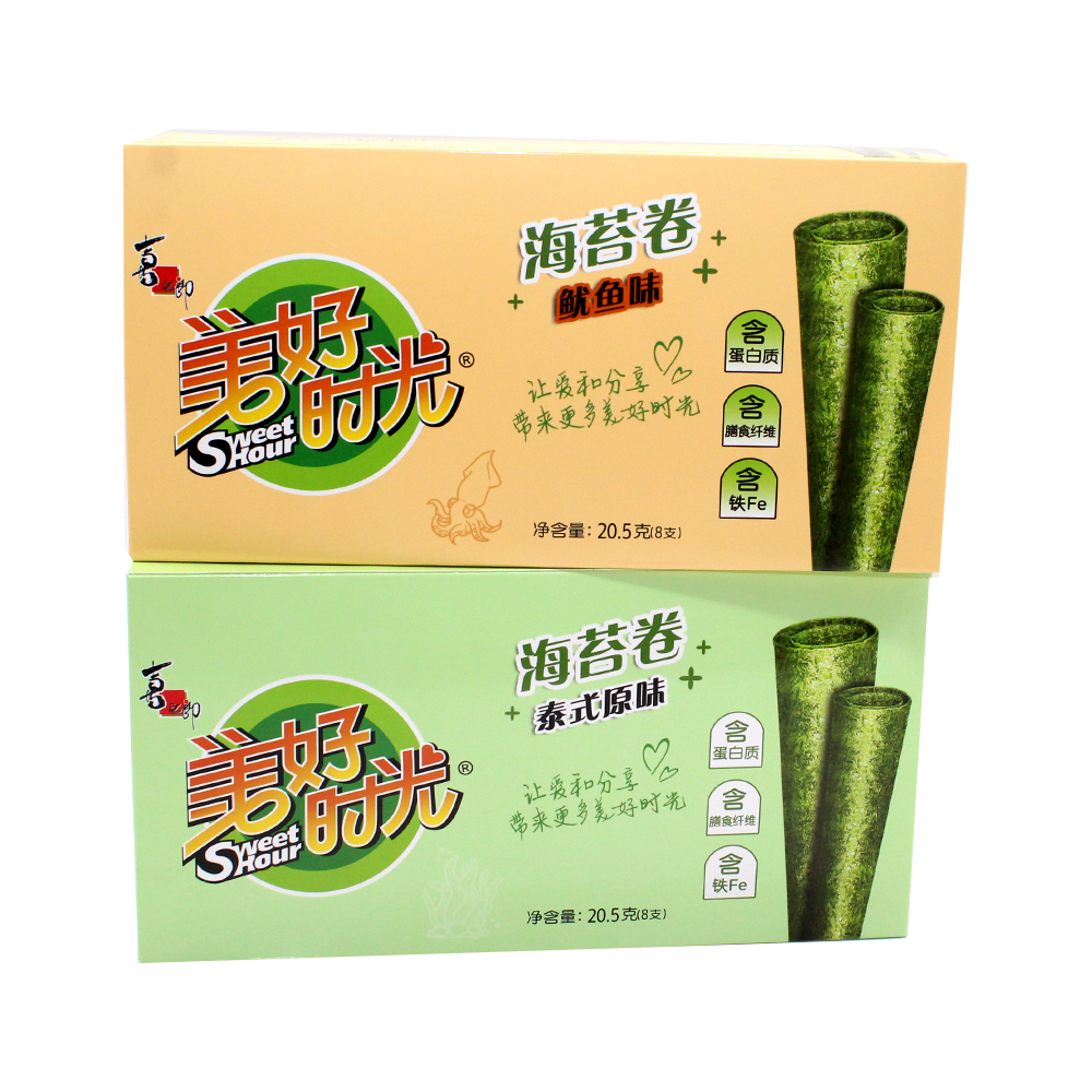 喜之郎美好时光海苔卷20.5克泰式原味 鱿鱼即食营养紫菜零食包邮