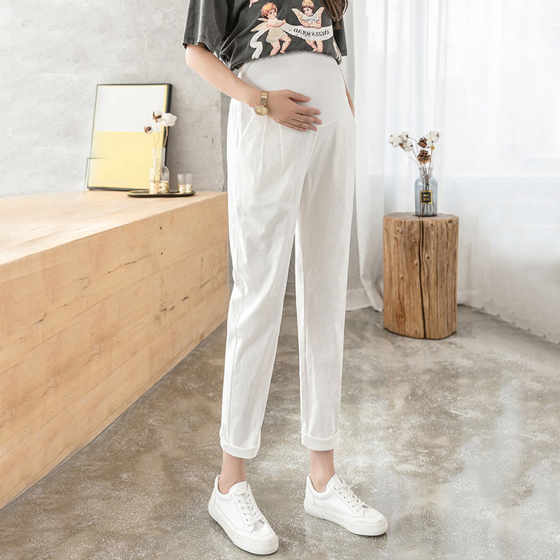 夏季托腹裤小个子宽松九分孕妇裤子 佐美涵孕妇打底裤