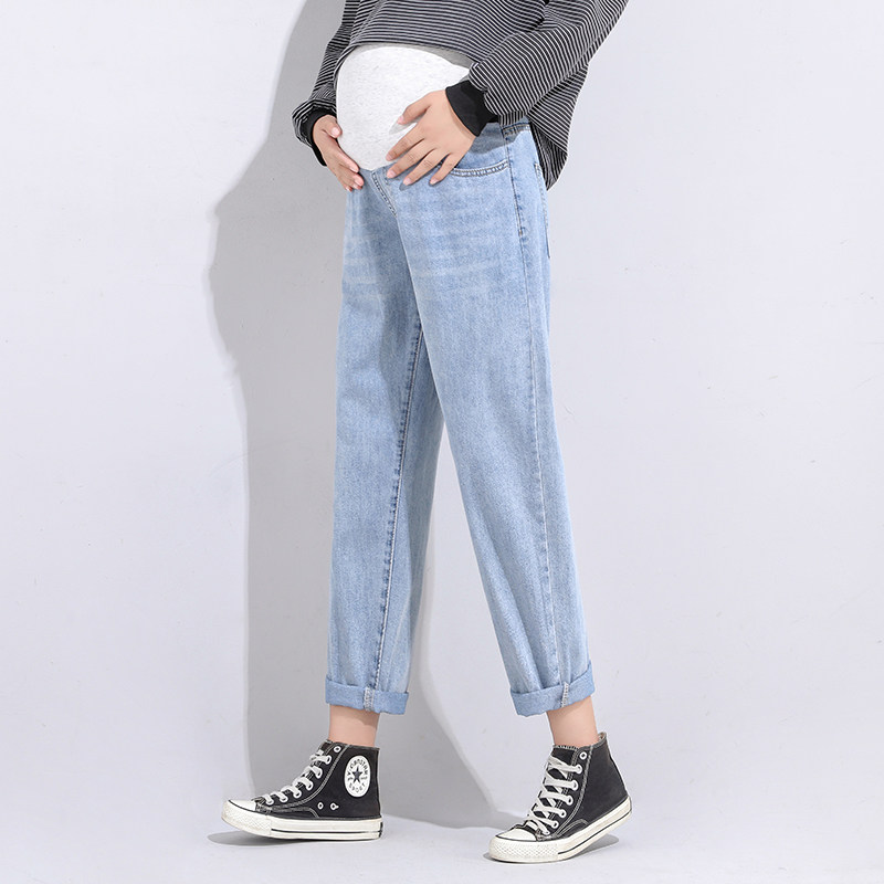 孕妇春秋外穿网红宽松潮妈牛仔裤 佐美涵孕妇打底裤