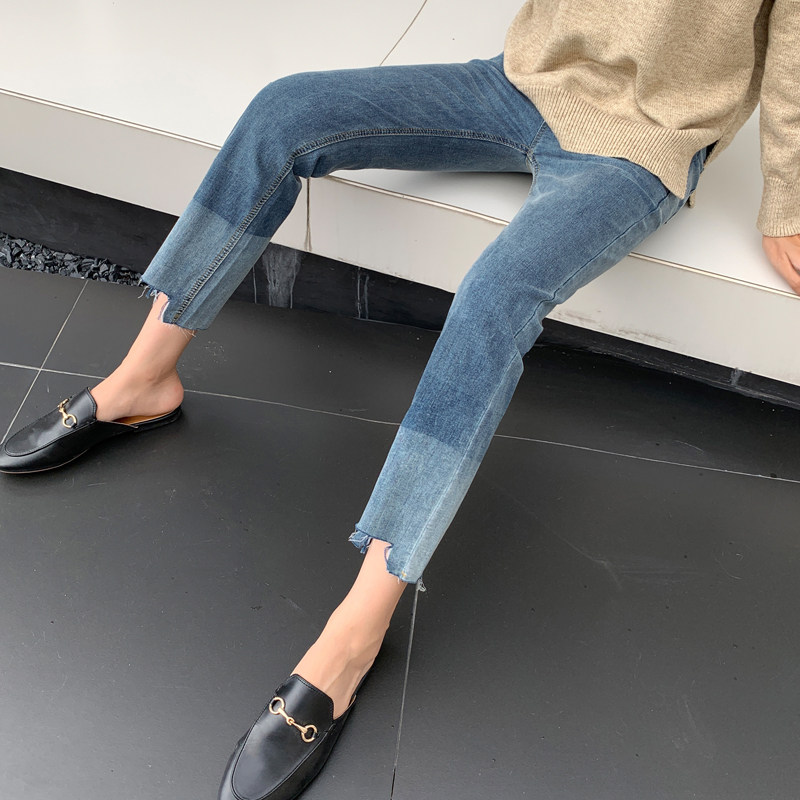 网红秋季直筒外穿阔腿裤孕妇裤子 彩蓝诗孕妇直筒裤