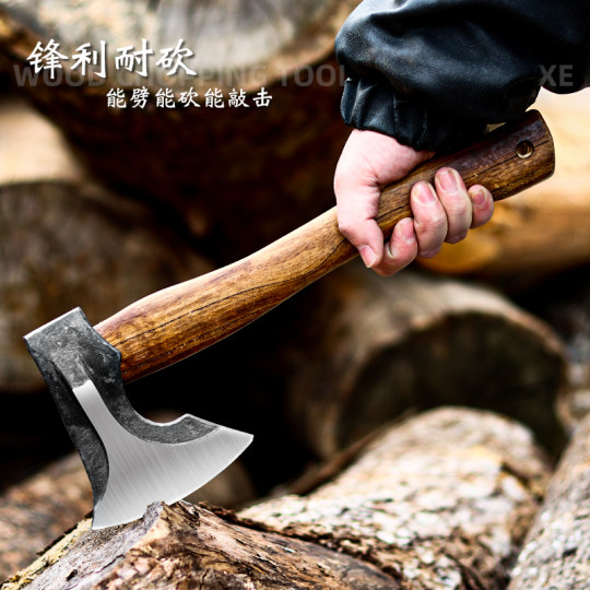 Outdoor long handle ax high manganese steel forged forged woodworking ax