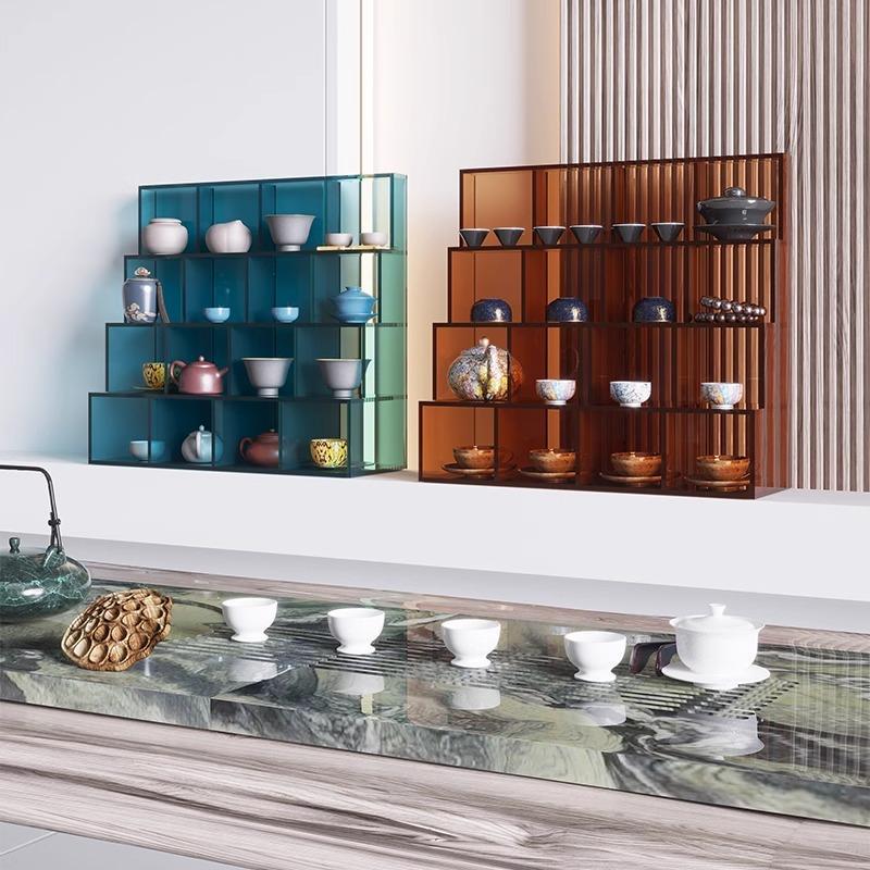 茶具茶杯架茶架现代博古架紫砂壶桌面收纳层架多宝阁压克力展示架 - 图1