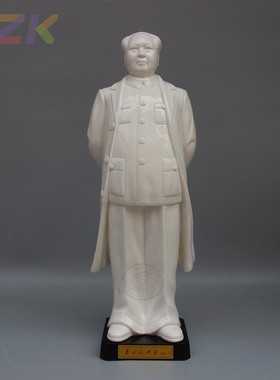 现代白色伟人工艺礼品陶瓷毛主席全身像家居装饰客厅陶瓷摆件站c1