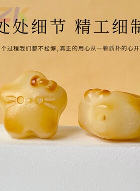 雕刻菩提根星星猫散珠DIY饰品配件做手工材料文玩手串手链散籽