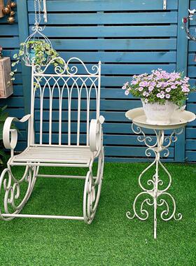 覆古风庭院落地式铁艺喂鸟器荷叶三脚花架法式阳台客厅装饰花架