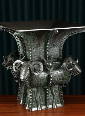 铜四羊方尊摆件青铜鼎彷古青铜器中式办公室客厅开 业乔迁礼品