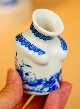 受气瓶景德镇三宝村网红款童子图迷你创意小花瓶陶瓷摆件水培花器