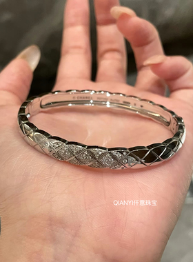 QIANYI仟意珠宝【轻奢系列】名媛网红千金风菱格镶钻镀18K金手镯