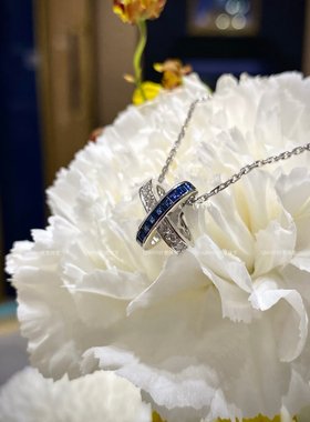 QIANYI仟意珠宝【轻奢系列】交叉镶嵌彩钻白富美千金经典气质项链