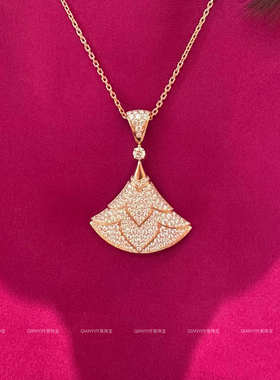 QIANYI仟意珠宝【奢华系列】白富美千金感高碳钻镶嵌扇形气质项链