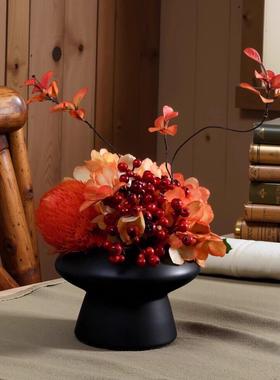 茶几假花摆件小型饭厅圆桌桌花彷真花餐桌花摆花高端轻奢装饰摆设