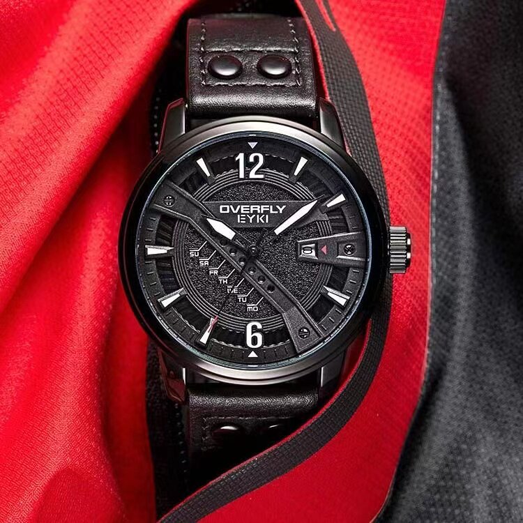 皮带韩版个性潮男士炫酷户外石英表 木阔国产腕表