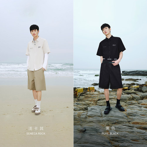 杰克琼斯夏季新款双侧插袋oversize过膝休闲裤子男士短裤男款男装 - 图3