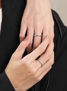 S925纯银戒指唐草情侣对戒新中式