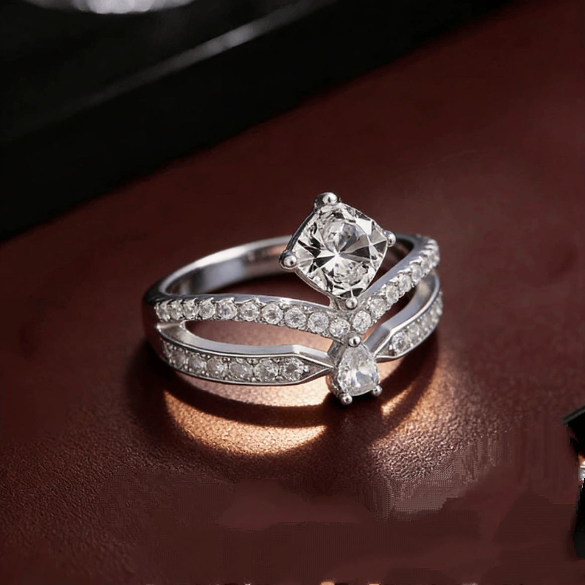 925 sterling silver princess crown square diamond ring for women light luxury