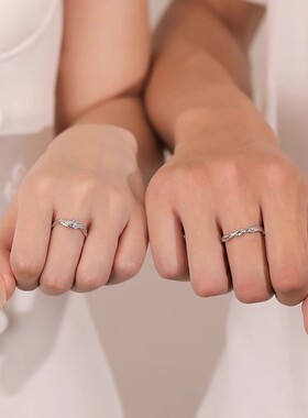 999足银蓝桉与鸟情侣戒指一对小