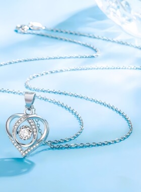 足银999跳动的心纯银项链小众轻